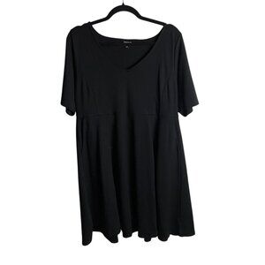 Torrid Size 1 Mini Ponte V-Neck Skater Dress Black Classic Basic 1X Casual Event